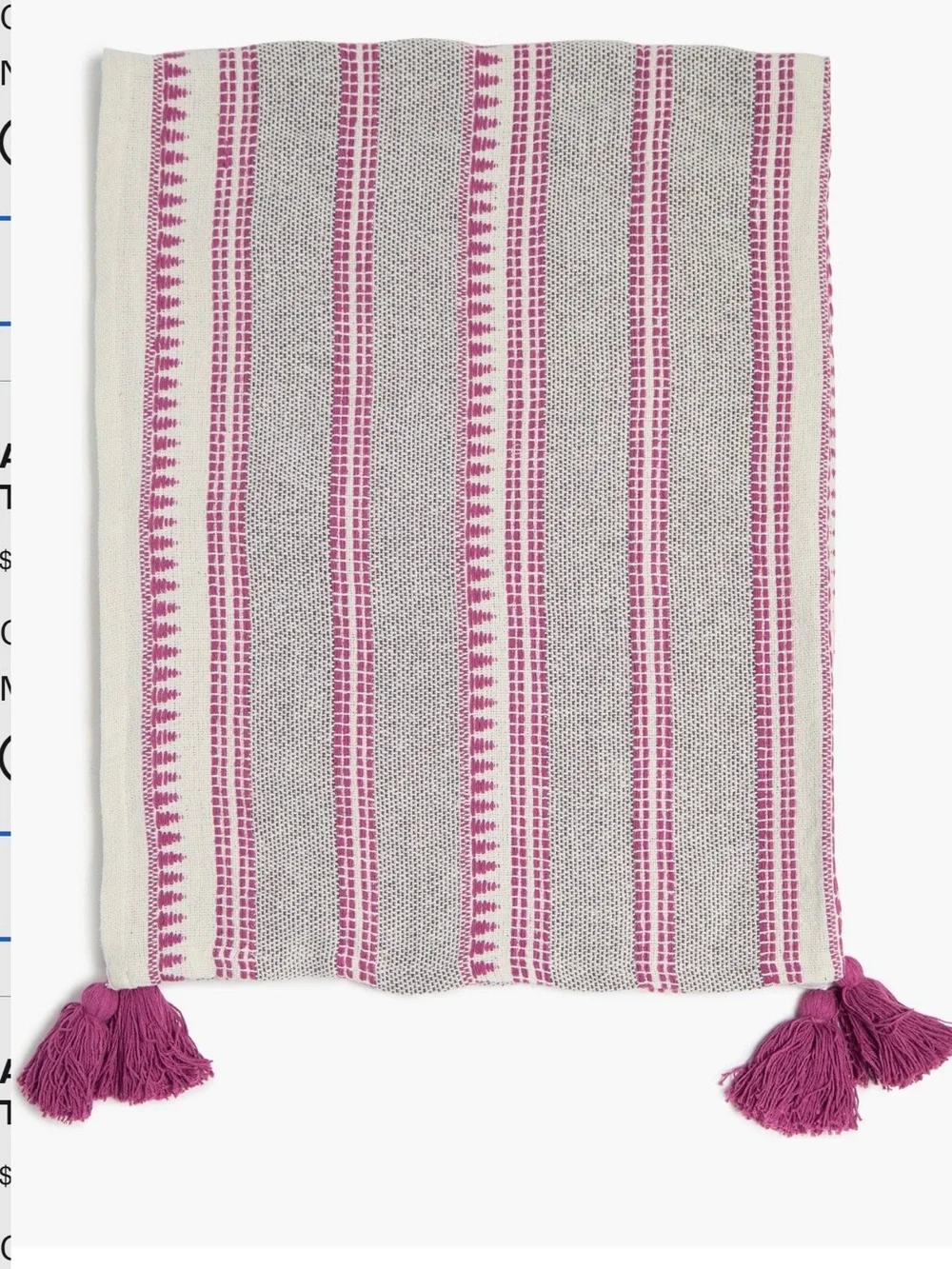 Artisan 34 India Knit Throw Blanket Pink, Cream, & Black Geometric With Tassel